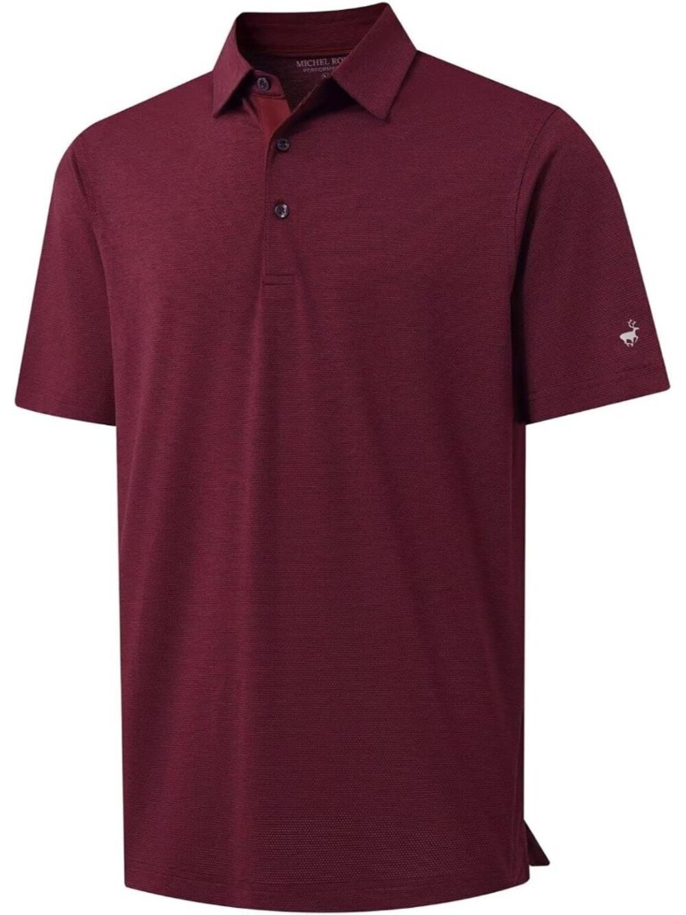 Mens Burgundy Heather Golf Short Sleeve Quick Dry Breathable Active Polo Shirts